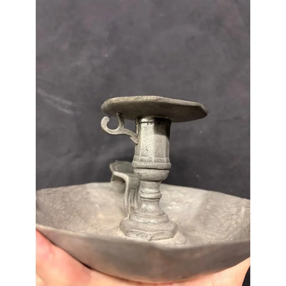 Tane Mexico Pewter Chamberstick Candle Holder Hand Hammered Vintage Estano 96